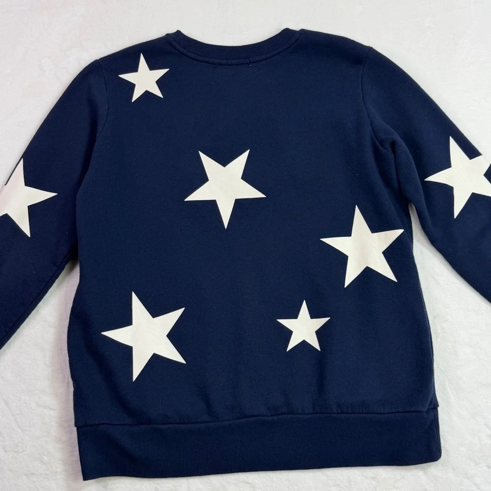 Judith March Voss Star Print Chenille Patch Sweatshirt Size S - Picture 4 of 8